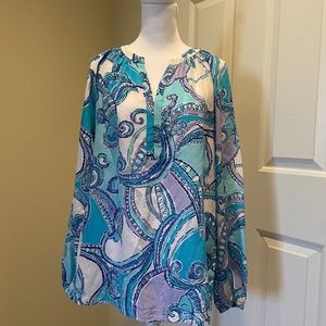 Lilly Pulitzer Silk Top Turtle Print